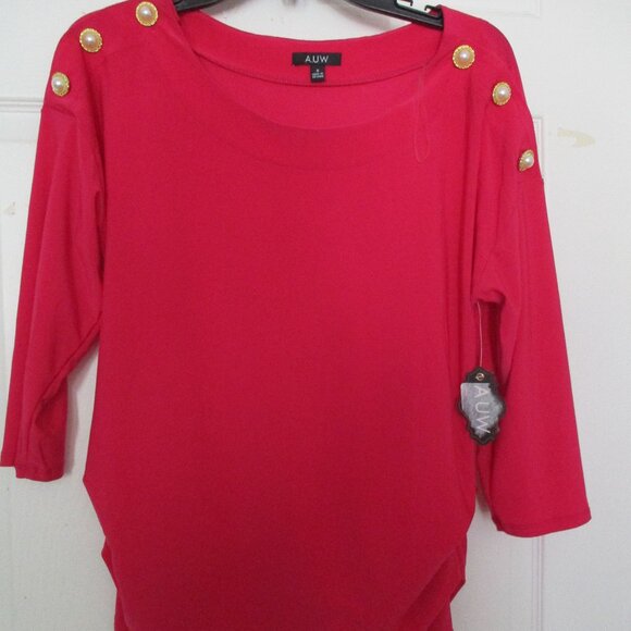 A.U.W Fuschia Blouse Size Small - Picture 1 of 7